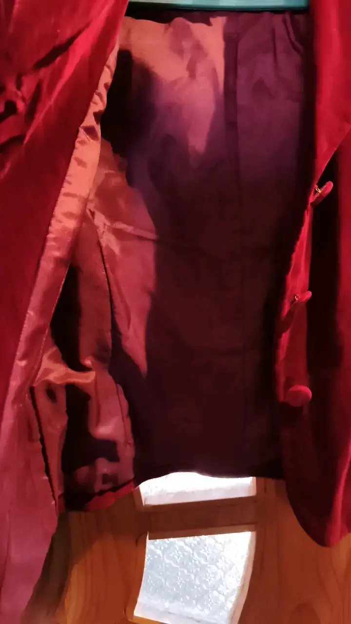 Blazer de terciopelo rojo italiano para mujer - 6