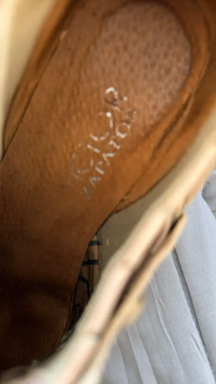 Botines de cuero rosa pálido con tacón de madera - 3