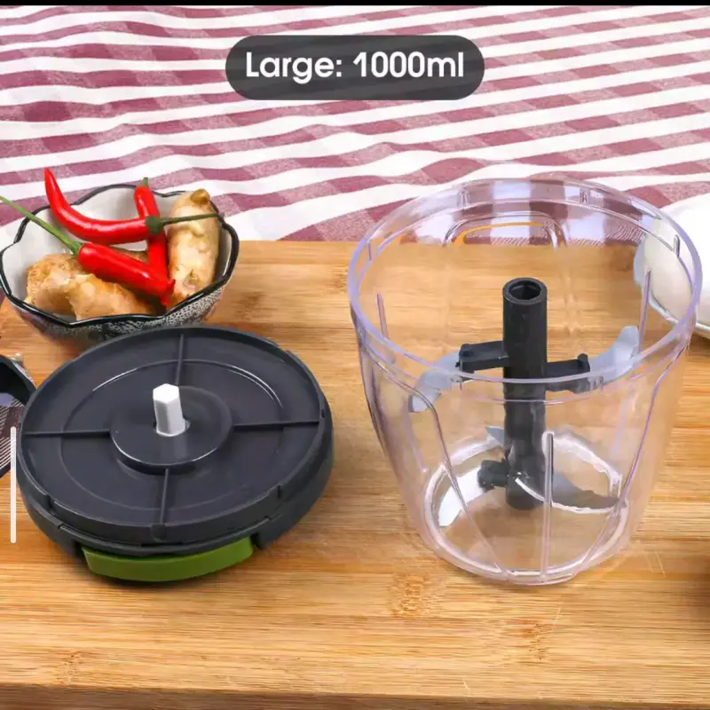 Picadora manual de alimentos 1000ml con tapa verde - 2