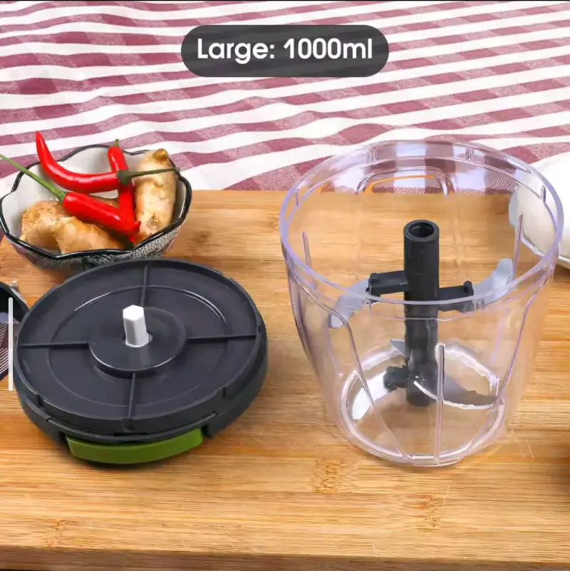 Picadora manual de alimentos 1000ml con tapa verde - 6