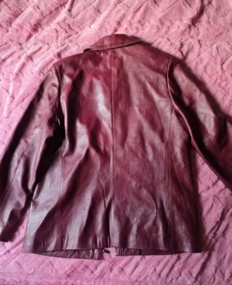Chaqueta de cuero burdeo para mujer - 4