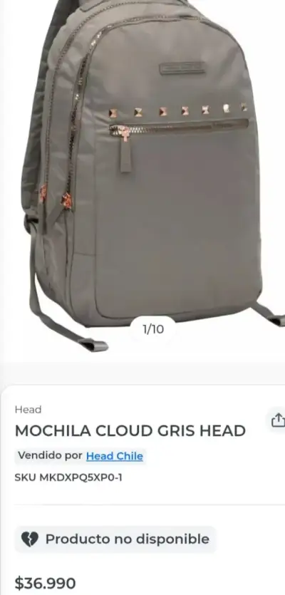 Mochila gris con detalles metálicos - miniatura 3