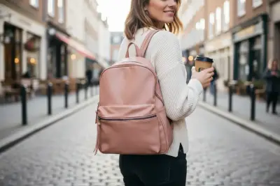 Mochila de cuerina rosa Opposite - miniatura 2