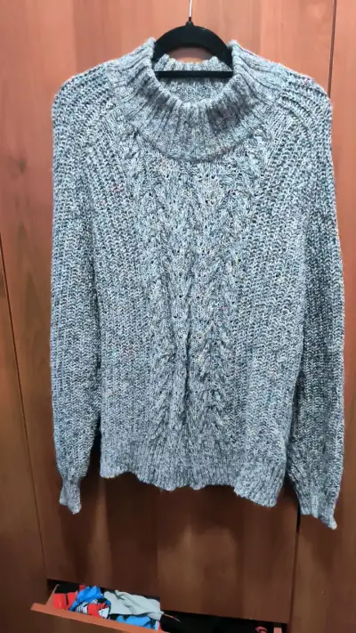 Suéter gris tejido Time and Tru para mujer - miniatura 1