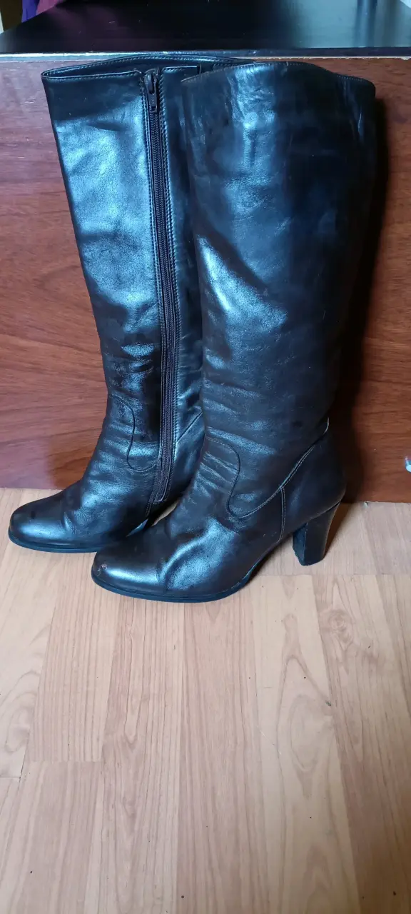 Botas altas de cuero café oscuro talla 39 - 4