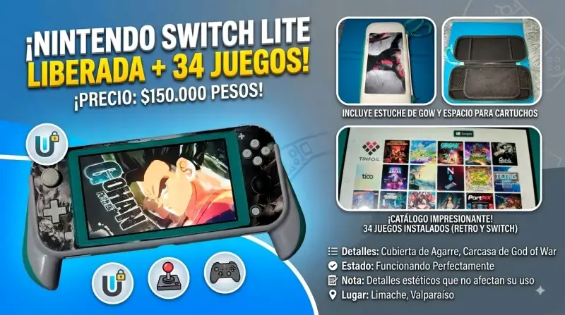 NINTENDO SWITCH LITE LIBERADA + ACCESORIOS - 1