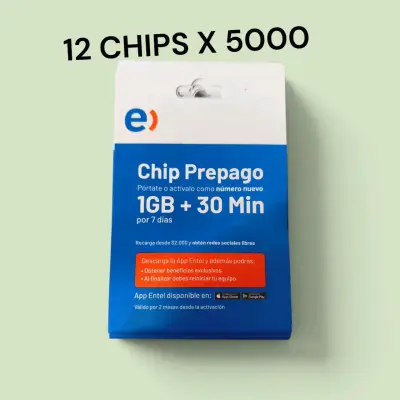 Pack de 12 Chips Prepago Entel 1GB + 30 Min - miniatura 1
