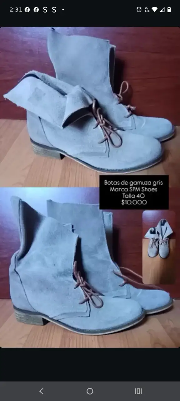 Botas de gamuza gris SPM Shoes talla 40 - 1