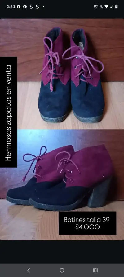 Botines de tacón bicolor talla 39 - miniatura 1