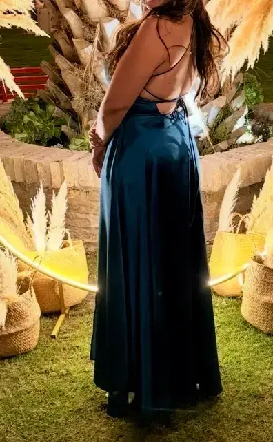 Vestido de fiesta azul con abertura lateral - miniatura 2