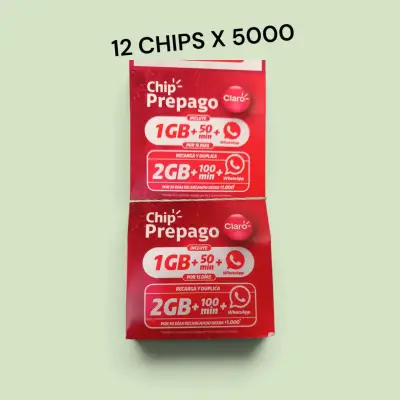 Pack de 12 Chips Prepago Claro 1GB + 50 Min - miniatura 1