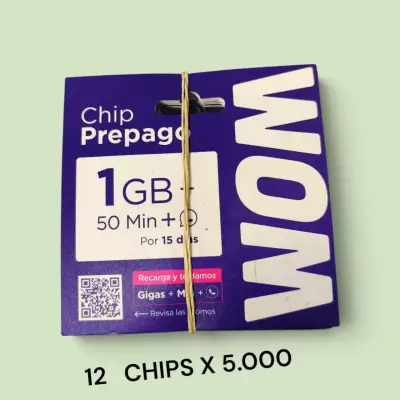 Pack de 12 Chips Prepago WOM 1GB 50 Min - miniatura 1