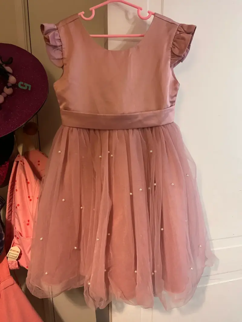 Vestido de fiesta para niña color rosa con lazo - 2