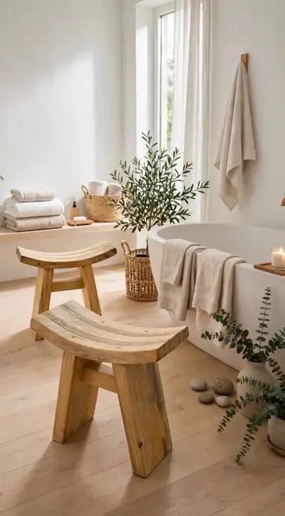 Banco de madera curvo para decoración - miniatura 2