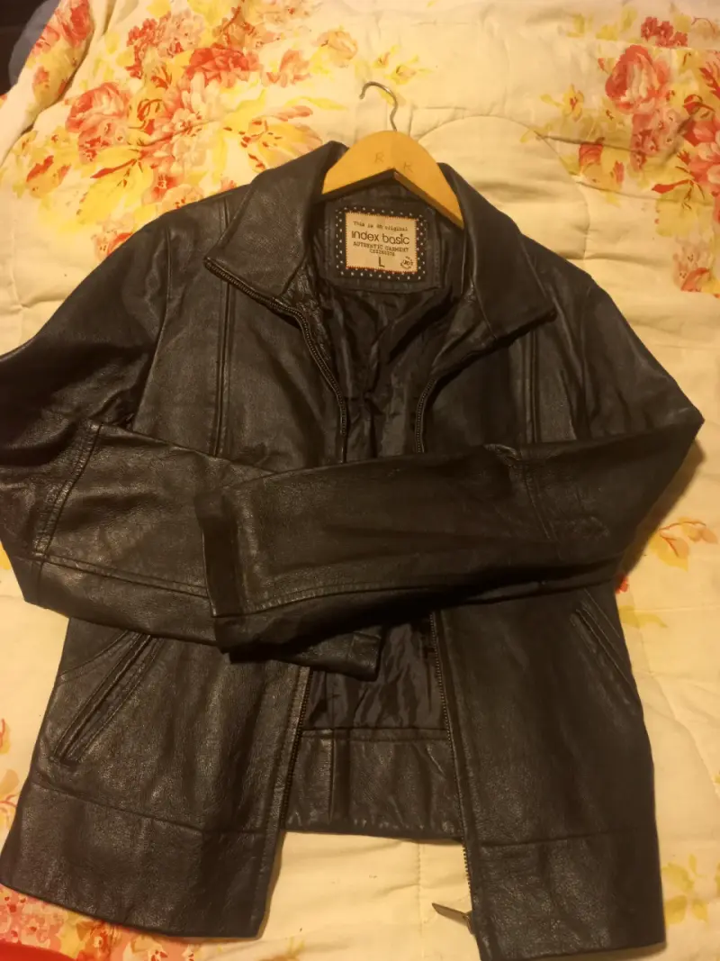 Chaqueta de cuero negra Index Basic talla L - 2