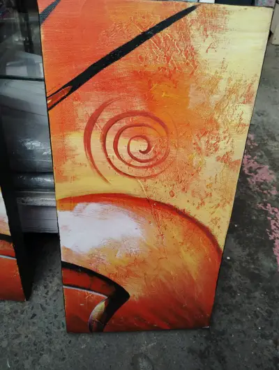 Tríptico de Arte Abstracto en Tonos Cálidos - miniatura 2