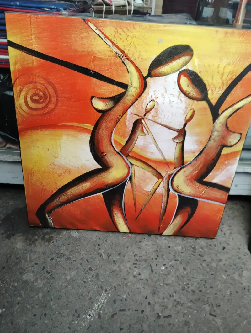 Tríptico de Arte Abstracto en Tonos Cálidos - 3