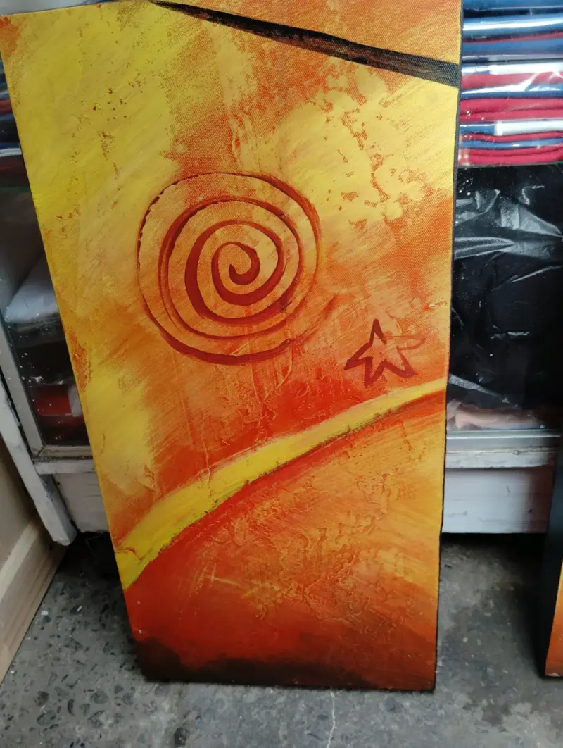 Tríptico de Arte Abstracto en Tonos Cálidos - 4