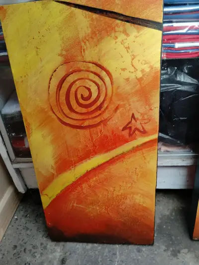 Tríptico de Arte Abstracto en Tonos Cálidos - miniatura 4