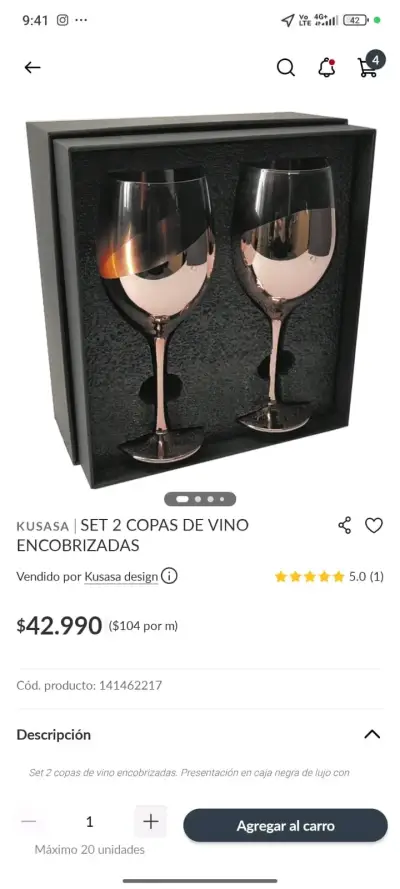 Set de copas de vino cobre Kusasa Design - miniatura 2