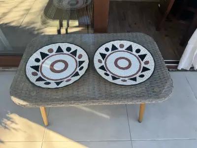 Set de platos decorativos de mimbre con diseño geométrico - miniatura 3