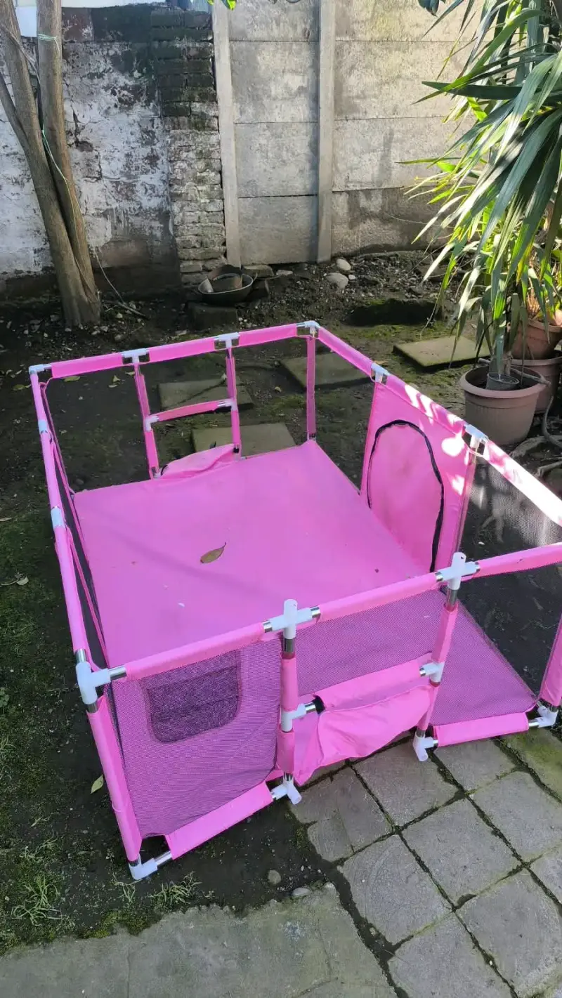 Corral de juego para bebé rosa plegable - 2