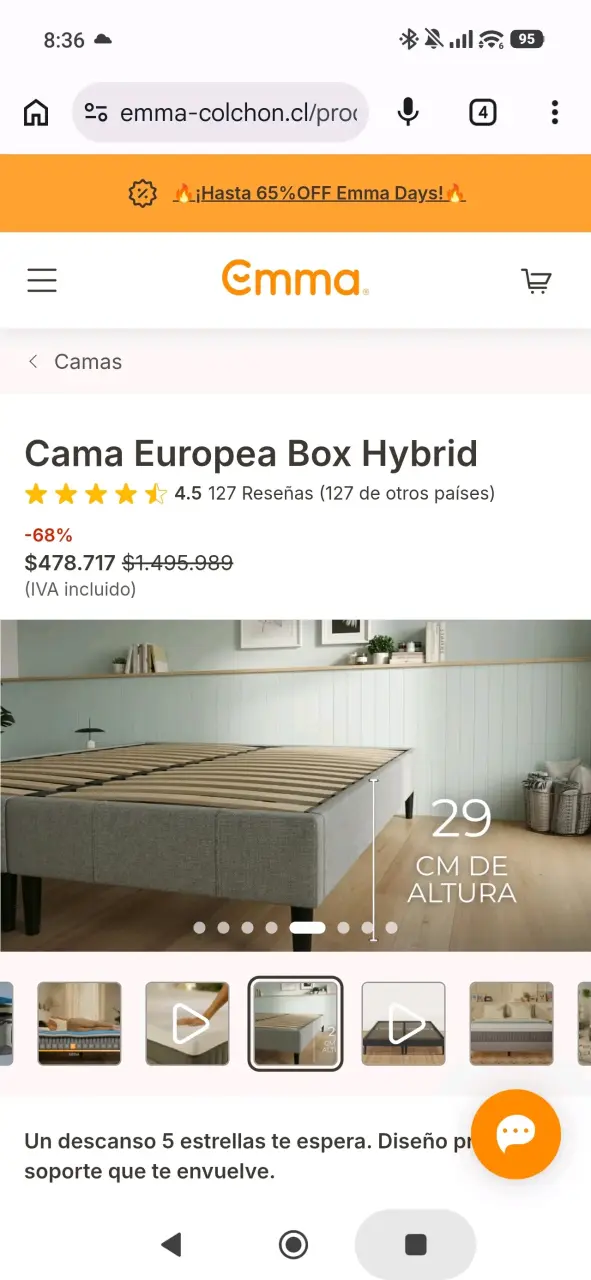 Cama Europea Box Hybrid Emma 2 Plazas - 3
