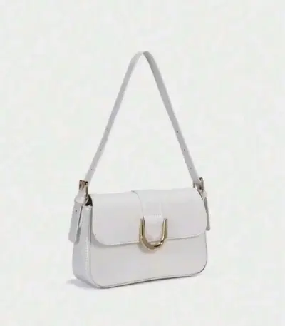 Cartera de mano blanca elegante con cierre dorado - miniatura 1
