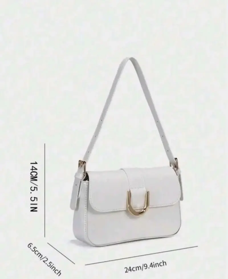 Cartera de mano blanca elegante con cierre dorado - 2