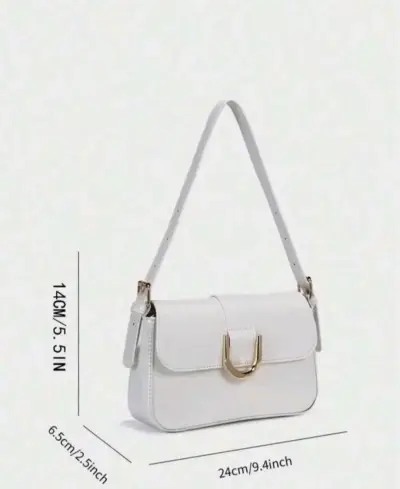 Cartera de mano blanca elegante con cierre dorado - miniatura 2