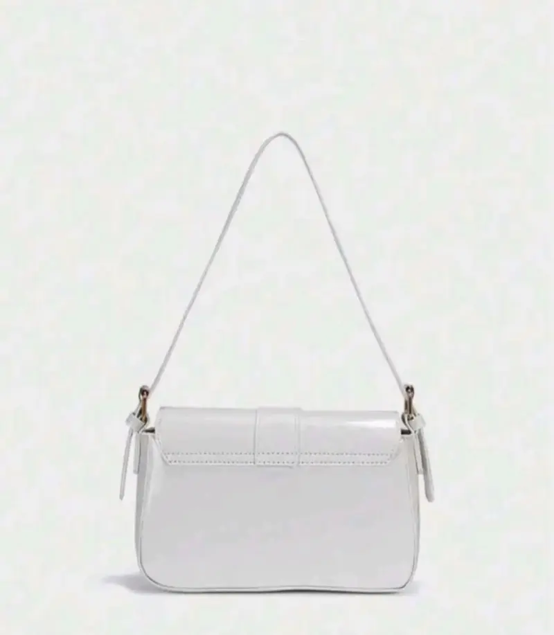 Cartera de mano blanca elegante con cierre dorado - 5