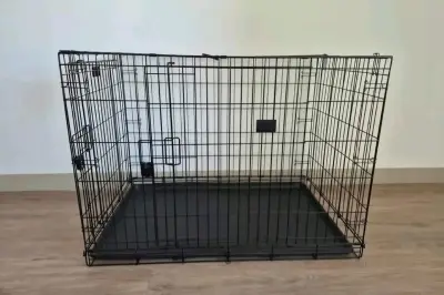Jaula plegable para perros de metal negra - miniatura 1