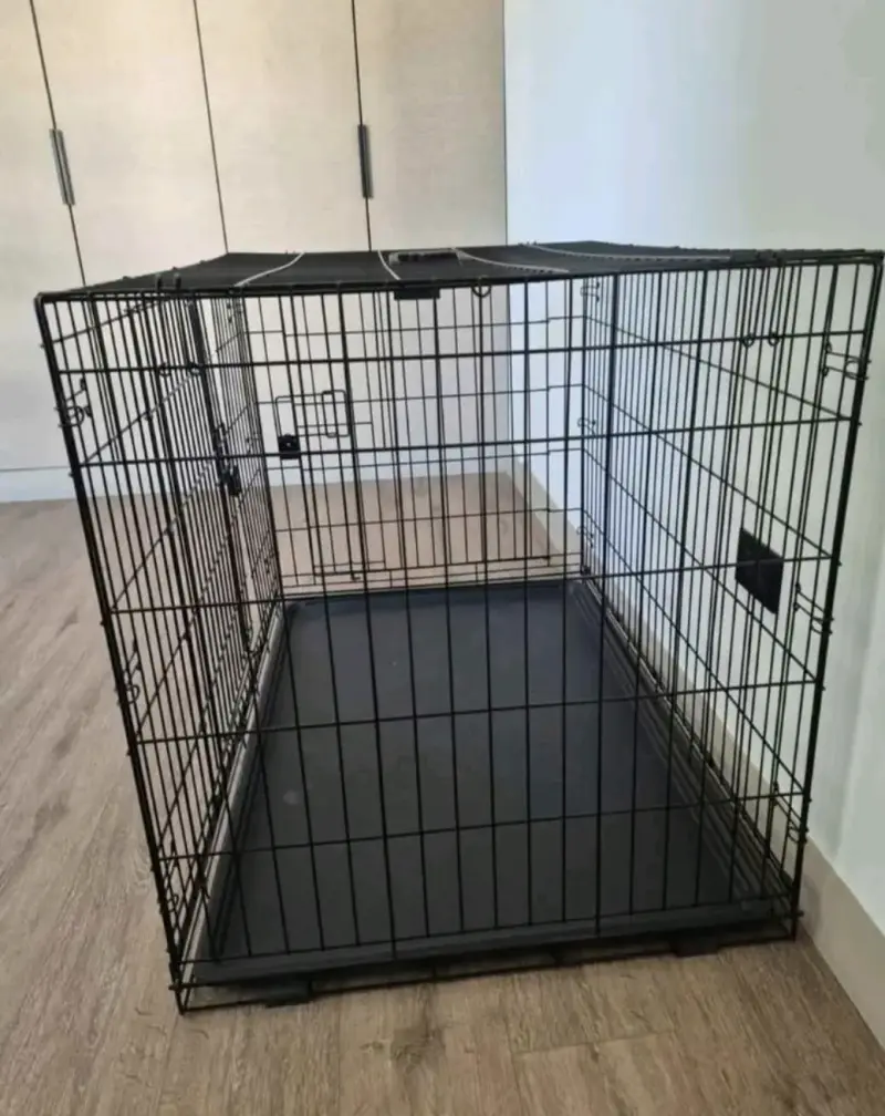Jaula plegable para perros de metal negra - 2