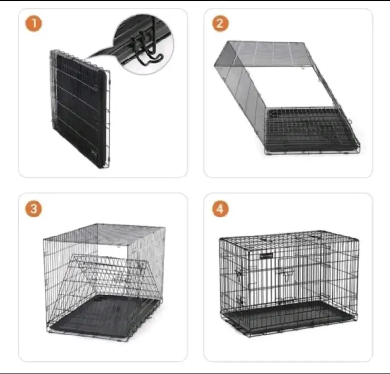 Jaula plegable para perros de metal negra - 3