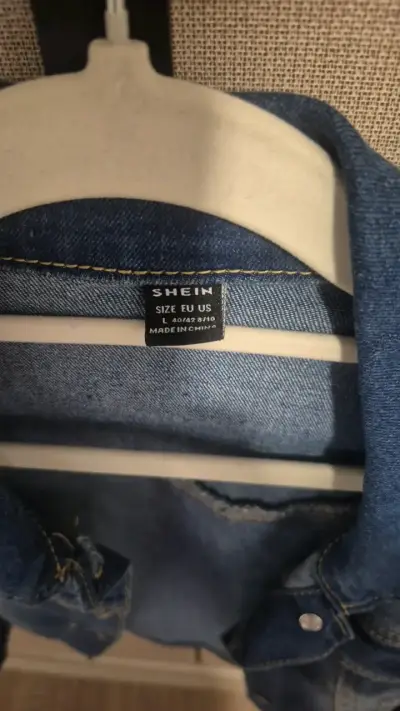 Chaqueta de mezclilla azul Shein para mujer - miniatura 2
