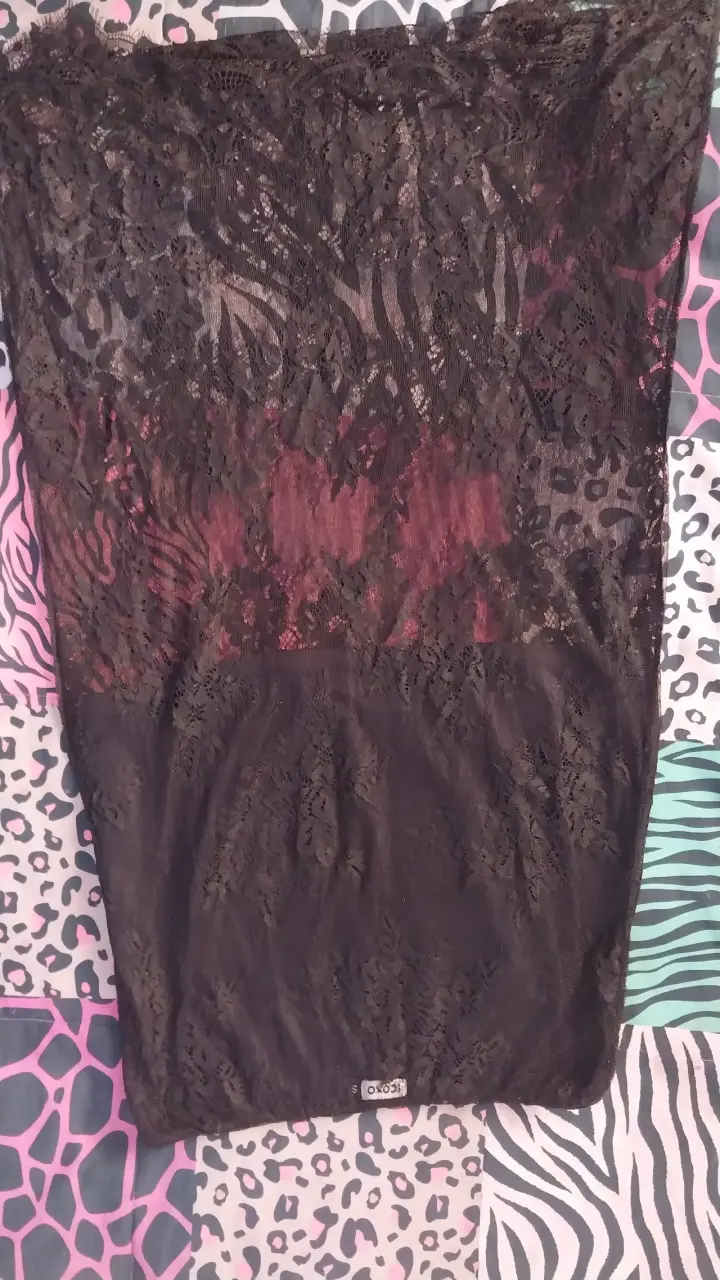 Falda de encaje negro elegante talla S - 2