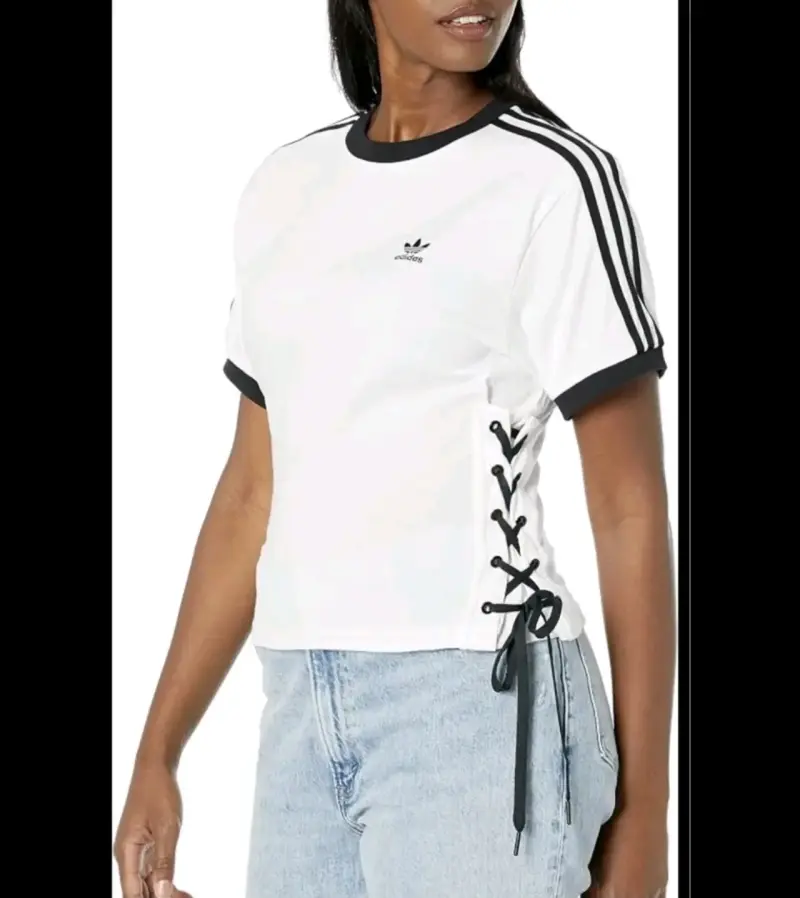 Polera Adidas blanca con cordones original talla M - 3