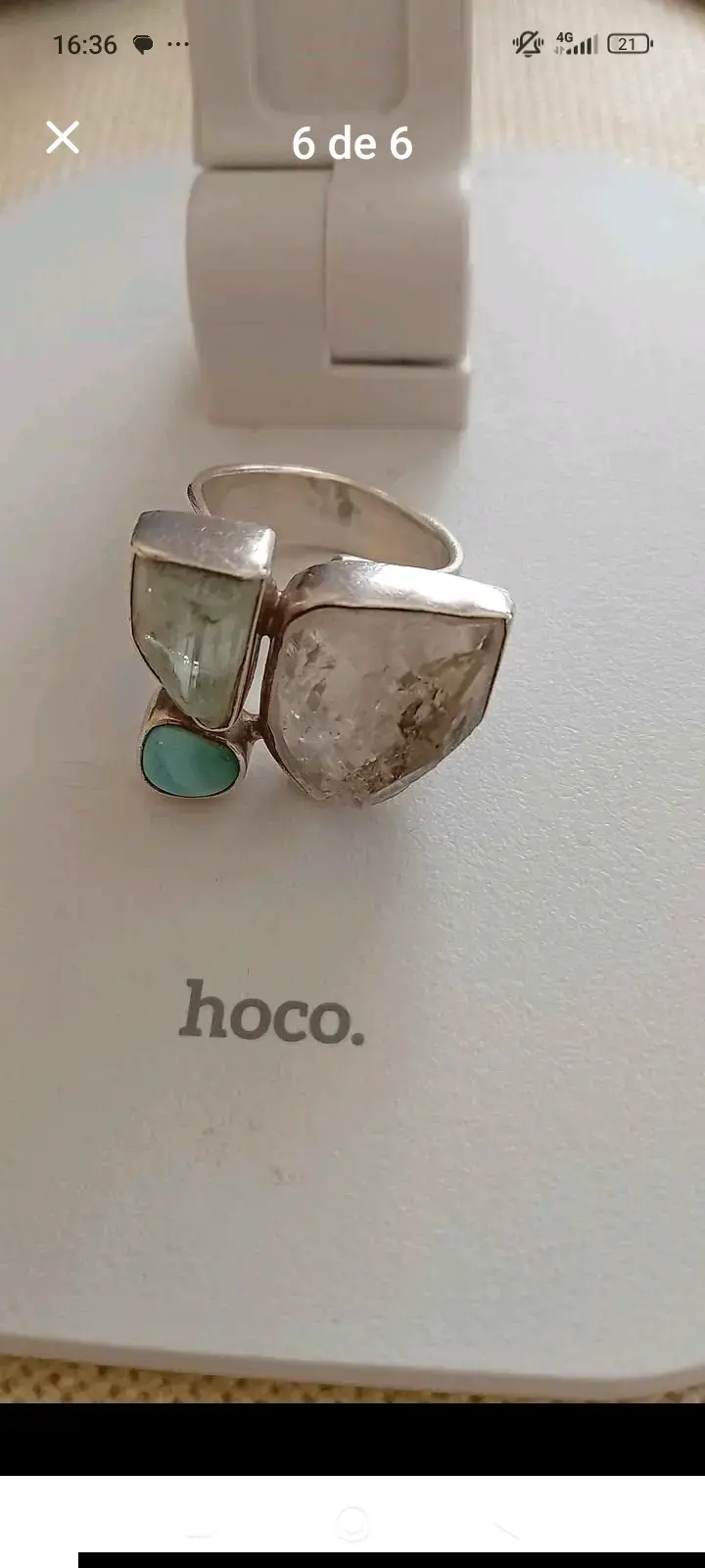 Anillo de plata con piedras naturales Hoco - 1
