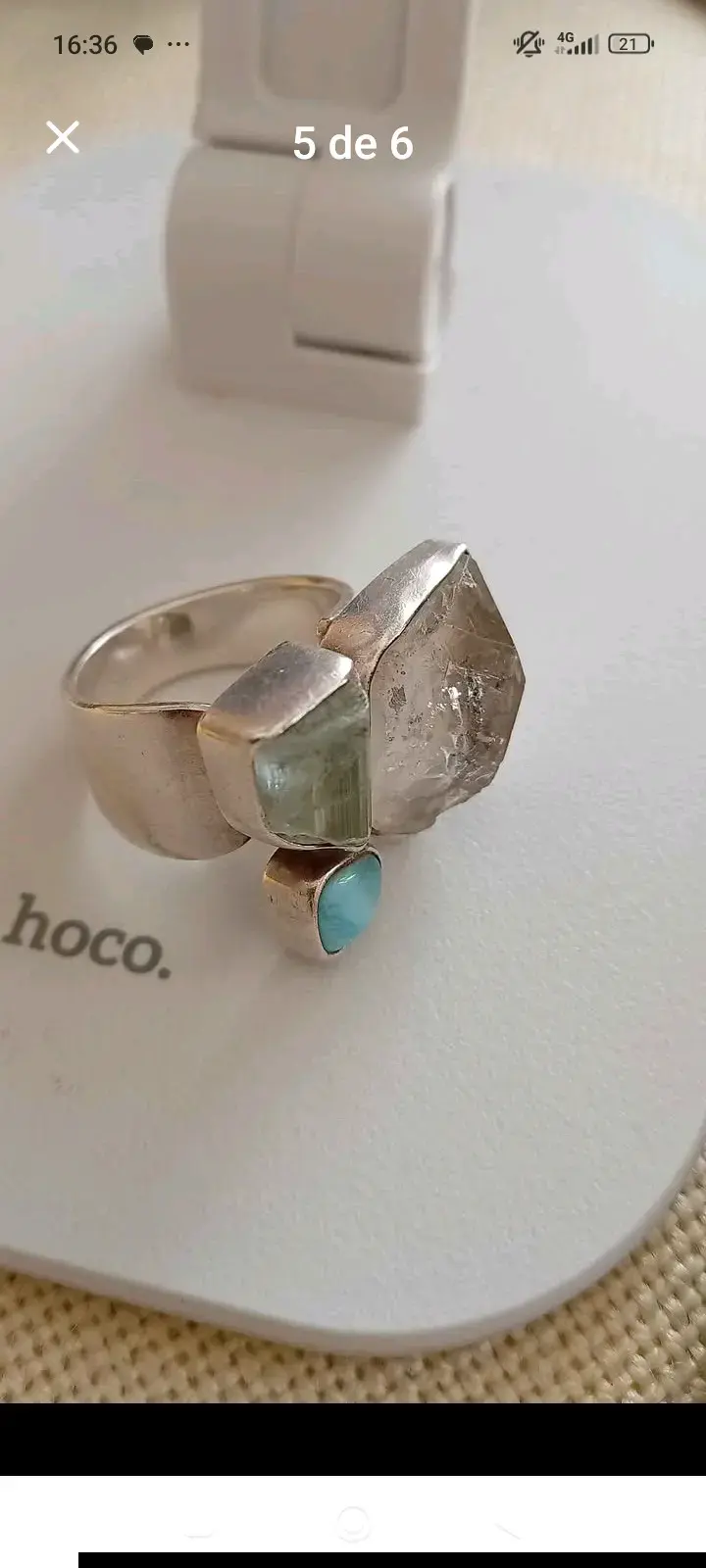 Anillo de plata con piedras naturales Hoco - 2