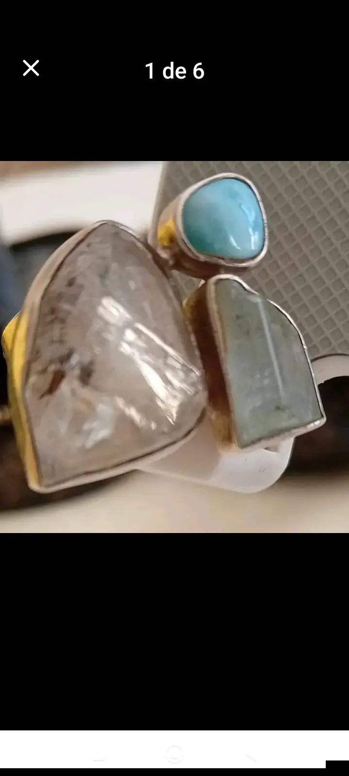 Anillo de plata con piedras naturales Hoco - 3