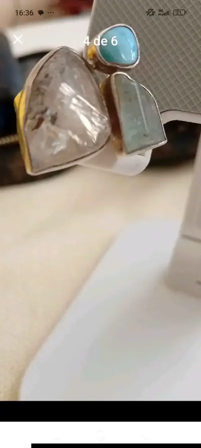 Anillo de plata con piedras naturales Hoco - miniatura 6