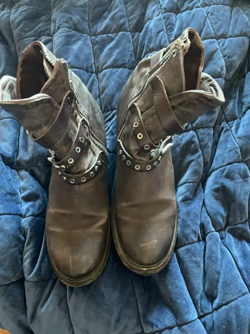 Botines de cuero AS98 marrón con hebillas y cierre - 3