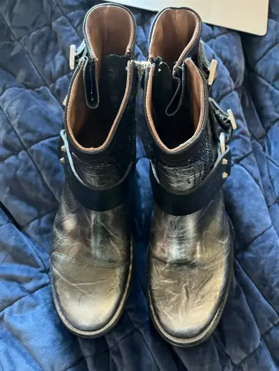 Botines de cuero AS98 negro con hebillas y tachas - miniatura 2