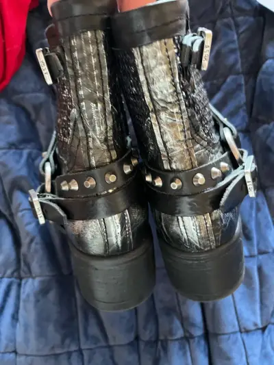Botines de cuero AS98 negro con hebillas y tachas - miniatura 3