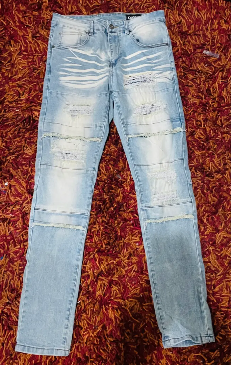 Jeans de Hombre Desgastados Azul Claro - 1