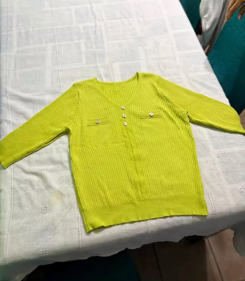 Cárdigan verde lima de punto para mujer