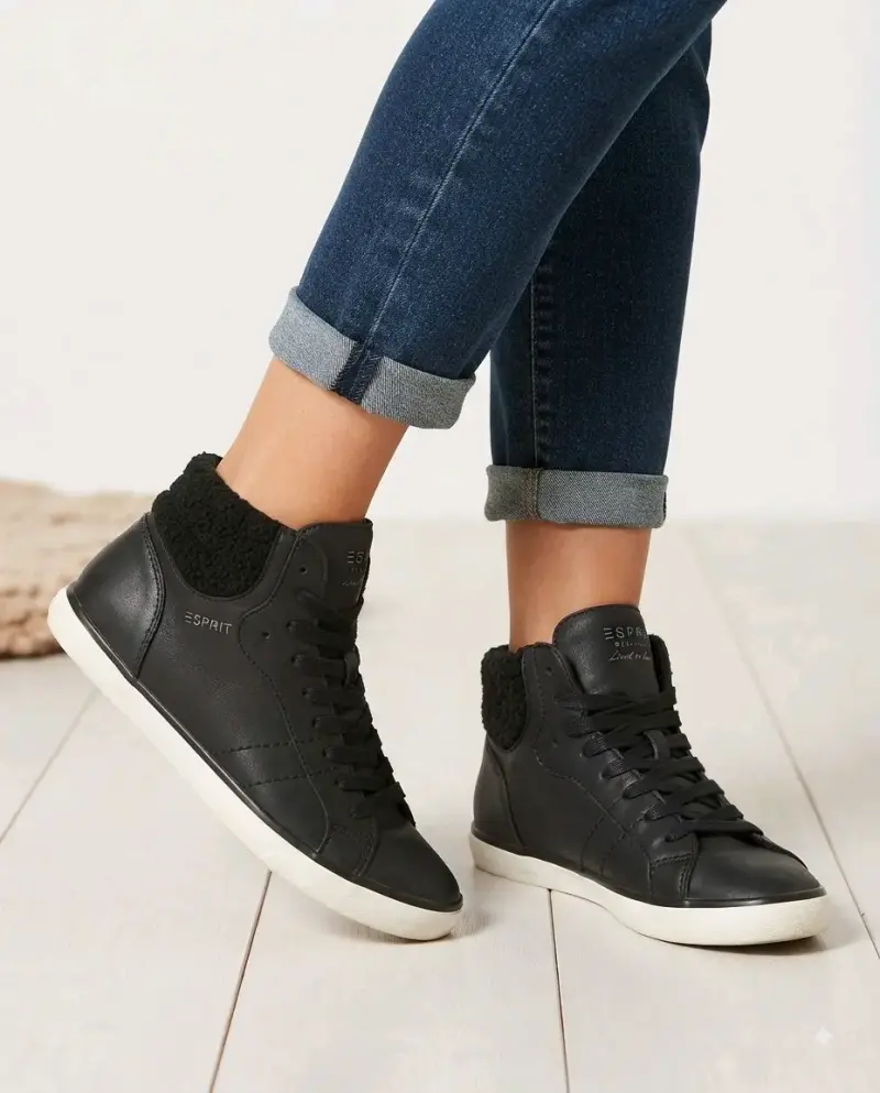Zapatillas negras de cuero Esprit para mujer - 1