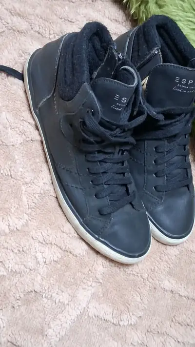 Zapatillas negras de cuero Esprit para mujer - miniatura 2