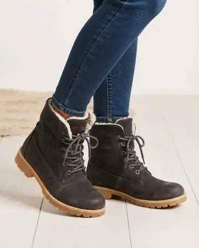 Botas de invierno negras con forro de lana - miniatura 1