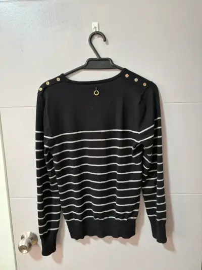 Suéter de rayas azul y blanco para mujer - miniatura 3